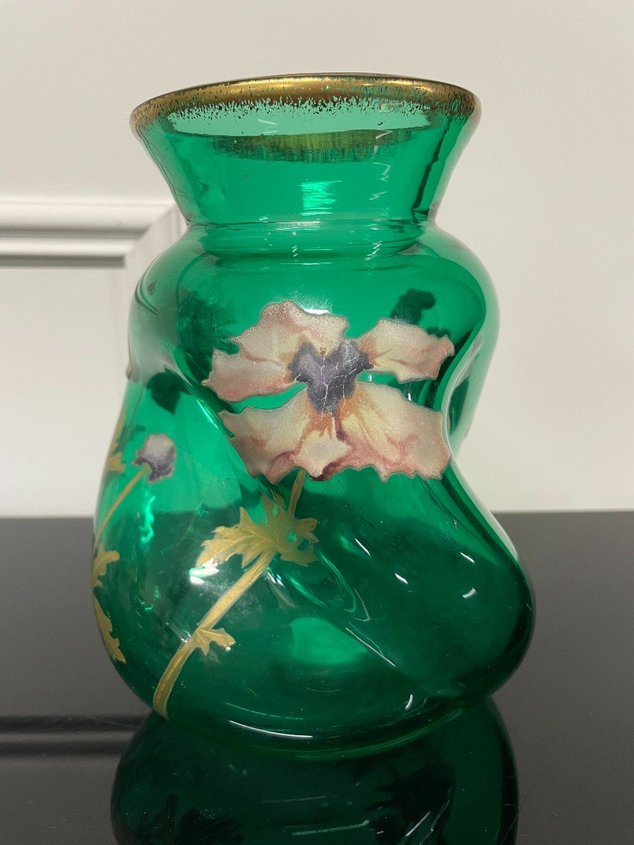 Legras - Art Nouveau Enamelled Glass Tors Vase Montjoye